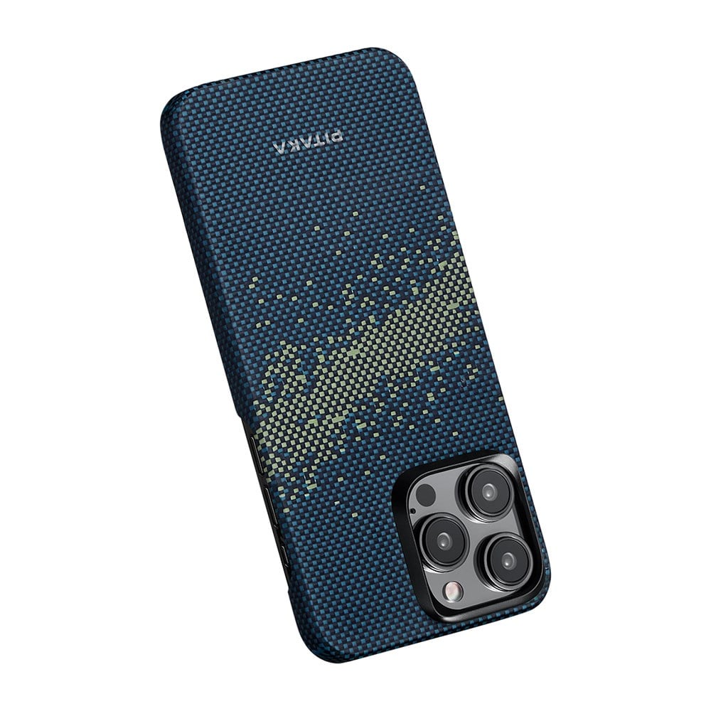 Apple iPhone 15 Pro Kılıf M-safe Şarj Özellikli Aramid Fiber Pitaka Tactile Woven Starpeak Serisi Milky Way Galaxy Kapak