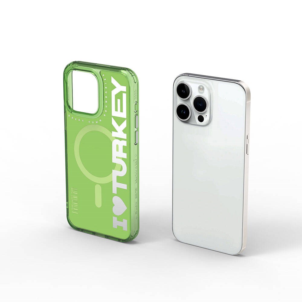 Apple iPhone 15 Pro Kılıf M-safe Şarj Özellikli I Love Turkey Yazı Desenli Wiwu Turkey E Serisi Kapak