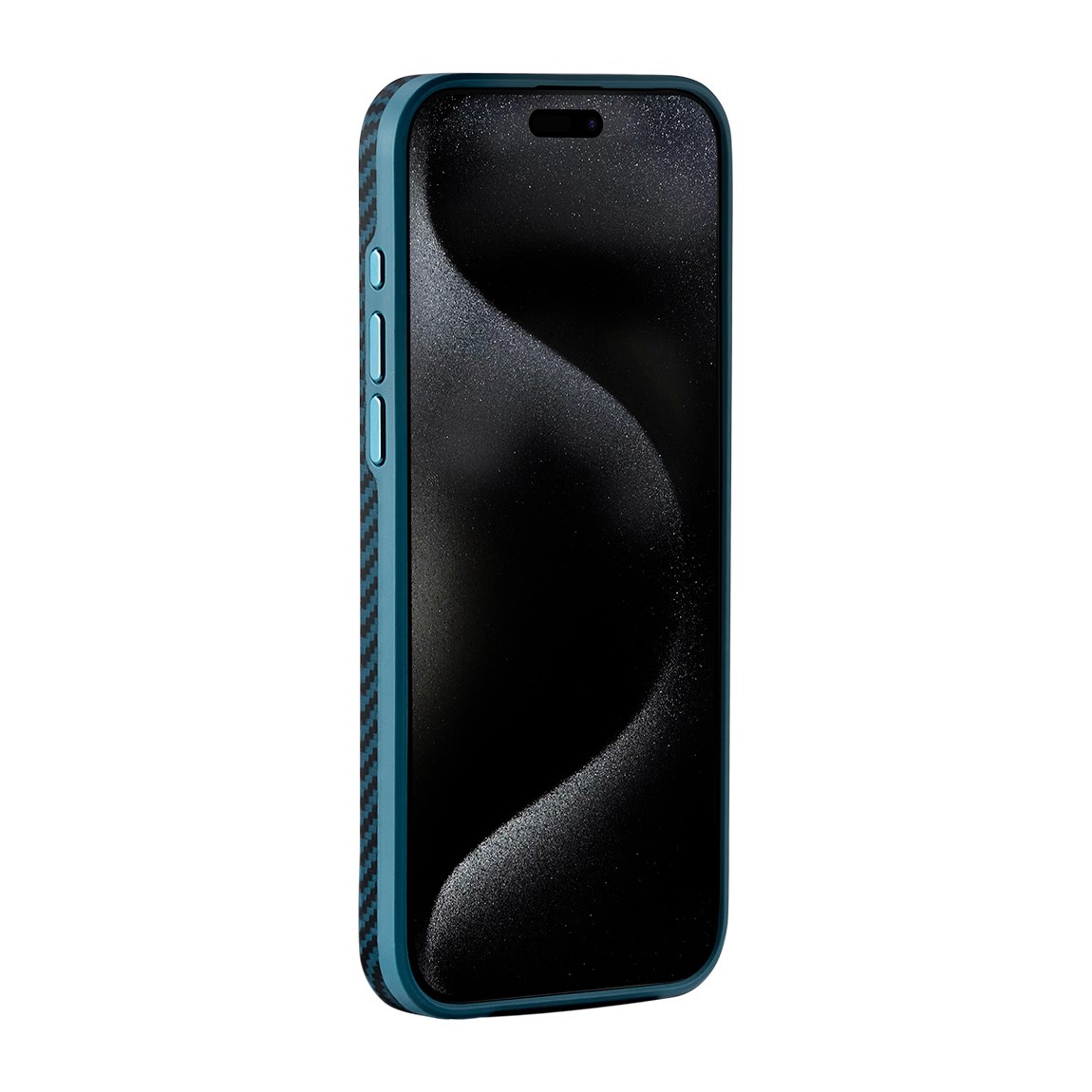 Apple iPhone 15 Pro Kılıf M-safe Şarj Özellikli 1500D Aramid Fiber Pitaka Military-Grade Classic Serisi Black-Grey Twill Kapak