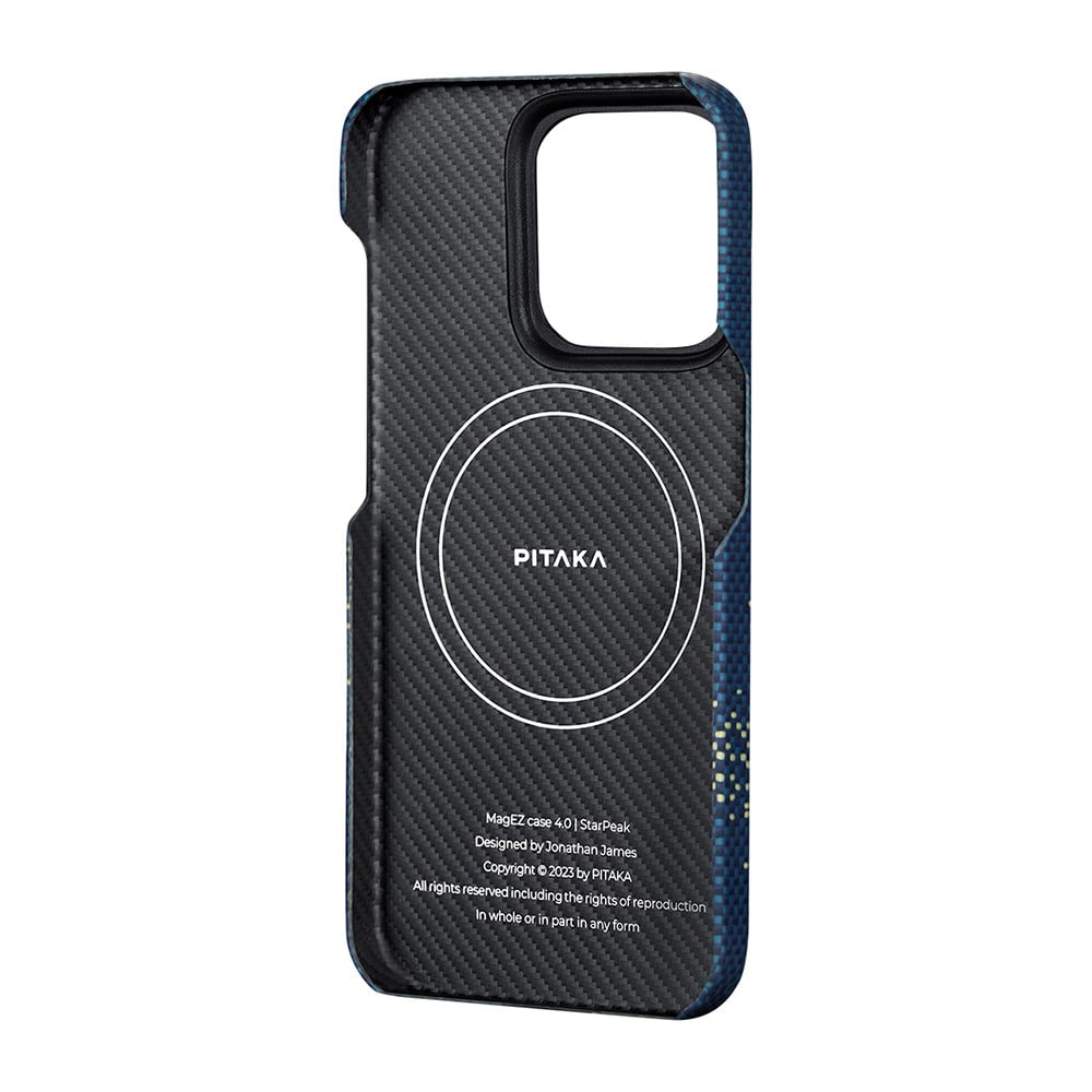 Apple iPhone 15 Pro Kılıf M-safe Şarj Özellikli Aramid Fiber Pitaka Tactile Woven Starpeak Serisi Milky Way Galaxy Kapak