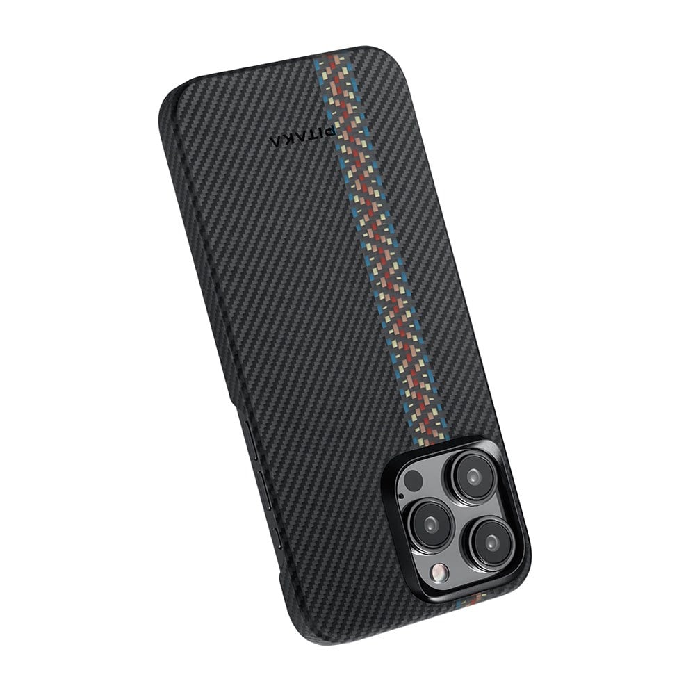 Apple iPhone 15 Pro Kılıf M-safe Şarj Özellikli 600D Aramid Fiber Pitaka Tactile Woven Orchestra Serisi Rhapsody Kapak