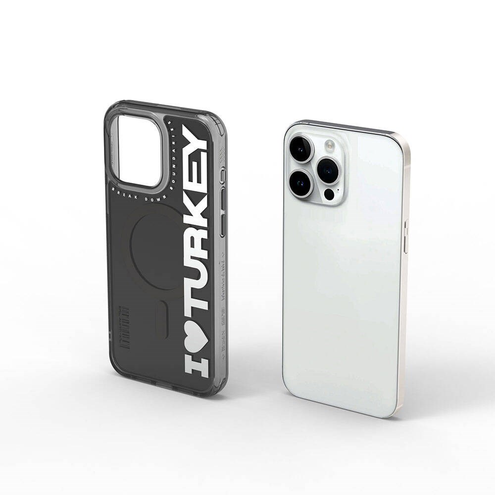 Apple iPhone 15 Pro Kılıf M-safe Şarj Özellikli I Love Turkey Yazı Desenli Wiwu Turkey E Serisi Kapak