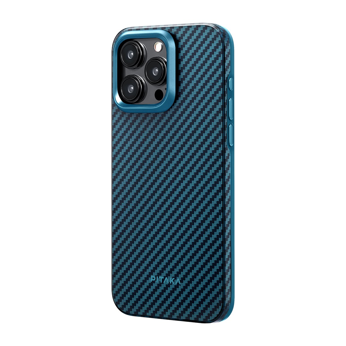 Apple iPhone 15 Pro Kılıf M-safe Şarj Özellikli 1500D Aramid Fiber Pitaka Military-Grade Classic Serisi Black-Grey Twill Kapak