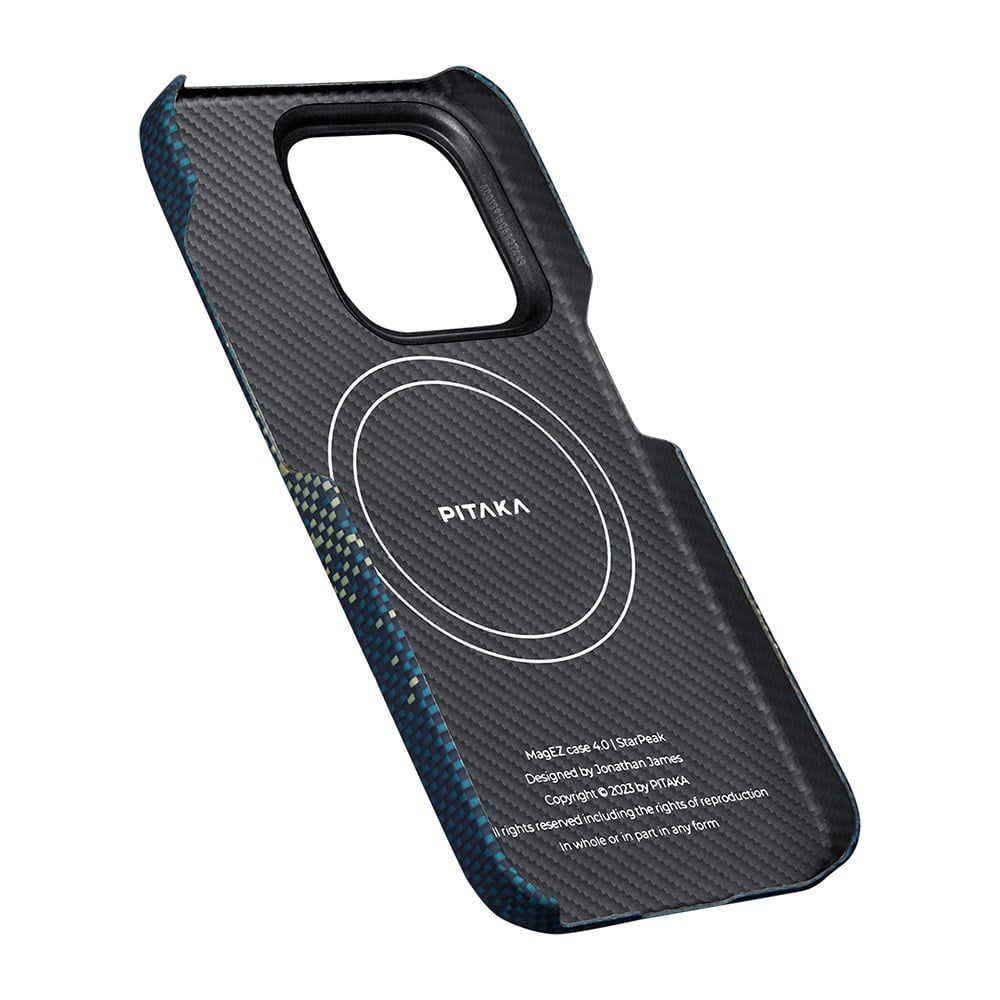 Apple iPhone 15 Pro Kılıf M-safe Şarj Özellikli Aramid Fiber Pitaka Tactile Woven Starpeak Serisi Milky Way Galaxy Kapak