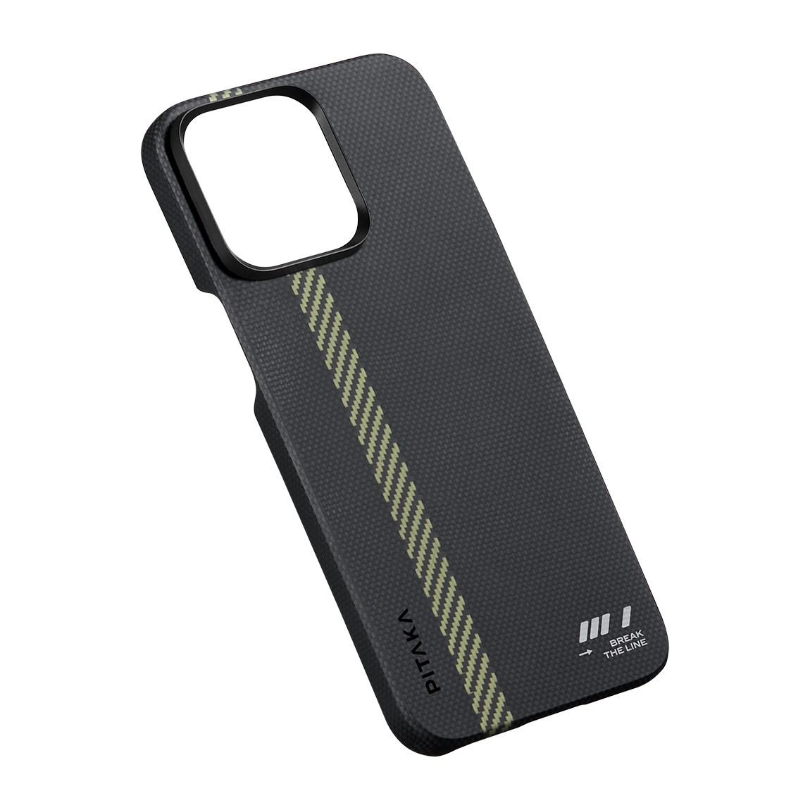 Apple iPhone 15 Pro Kılıf M-safe Şarj Özellikli Aramid Fiber Pitaka Tactile Woven Break The Line Kapak