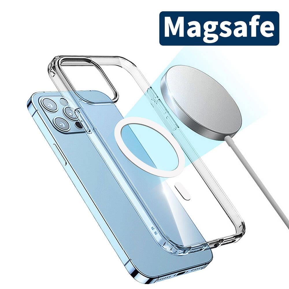Apple iPhone 15 Pro Kılıf M-safe Şarj Özellikli Şeffaf Sert PC Zore Embos Kapak