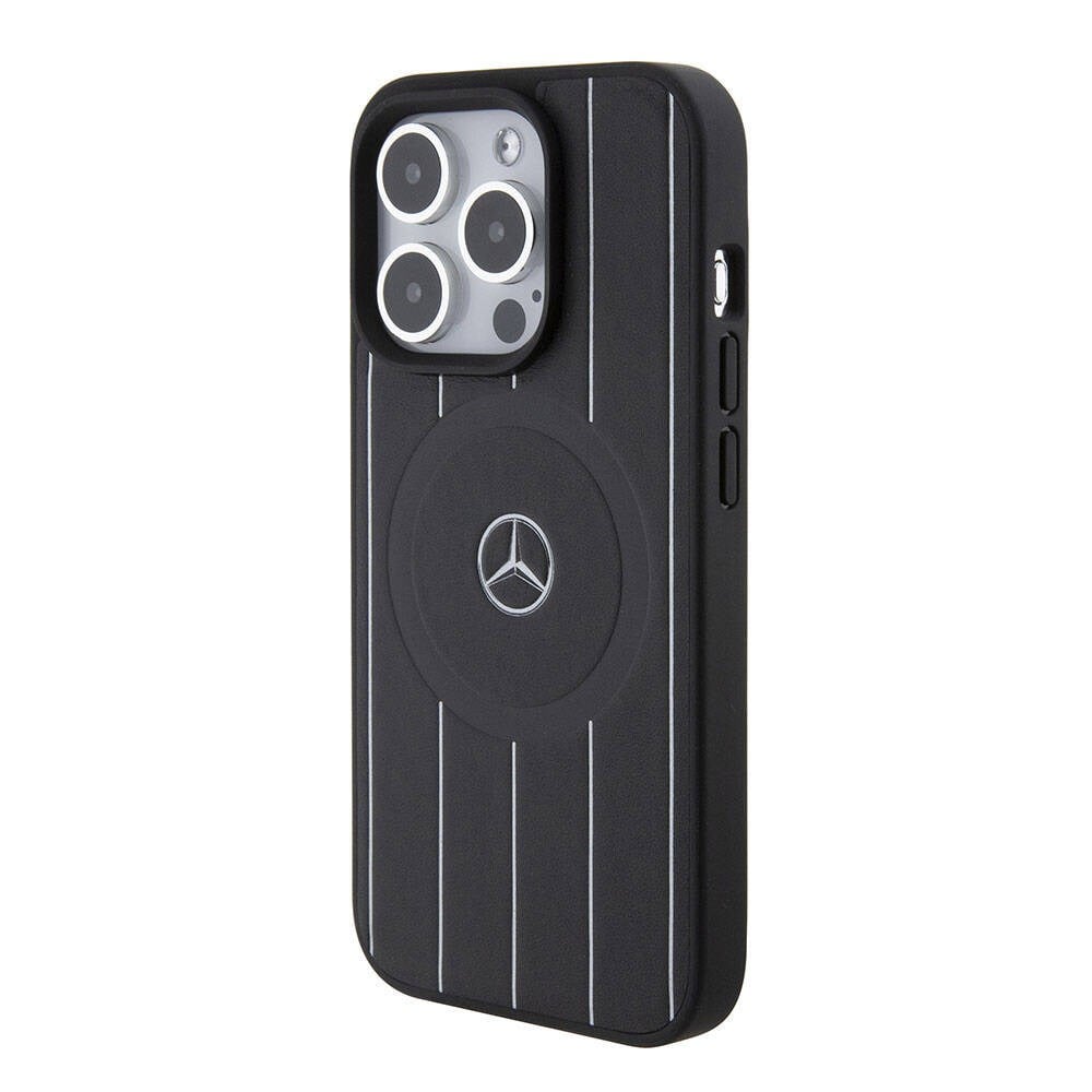 Apple iPhone 15 Pro Kılıf Mercedes Benz Orjinal Lisanslı M-safe Şarj Özellikli Çift Katmanlı Mavi Yıldız Desenli Kapak