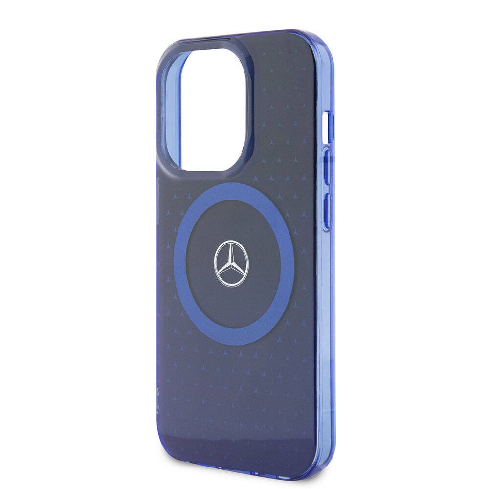 Apple iPhone 15 Pro Kılıf Mercedes Benz Orjinal Lisanslı M-safe Şarj Özellikli Çift Katmanlı Mavi Yıldız Desenli Kapak