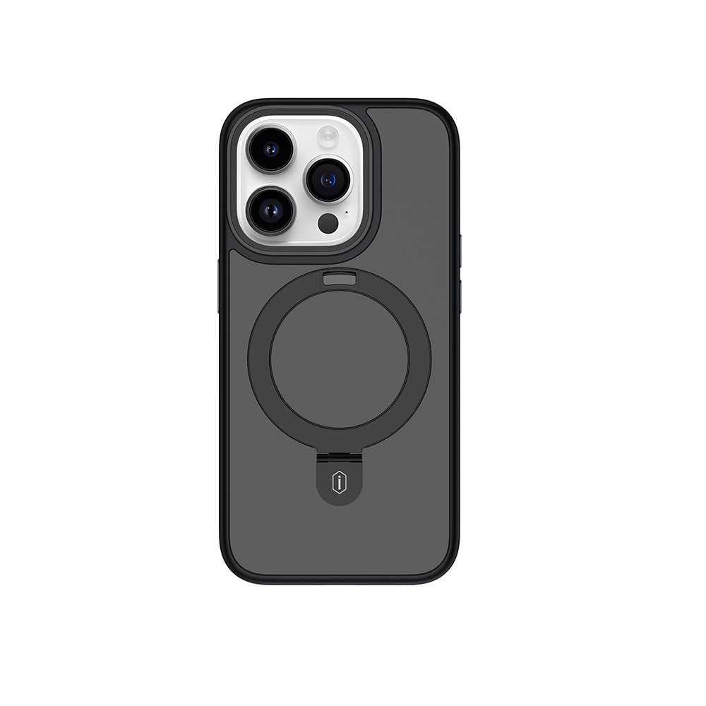 Apple iPhone 15 Pro Kılıf Wiwu ZMM-010 M-safe Şarj Özellikli Mat Arka Yüzey Standlı Kapak