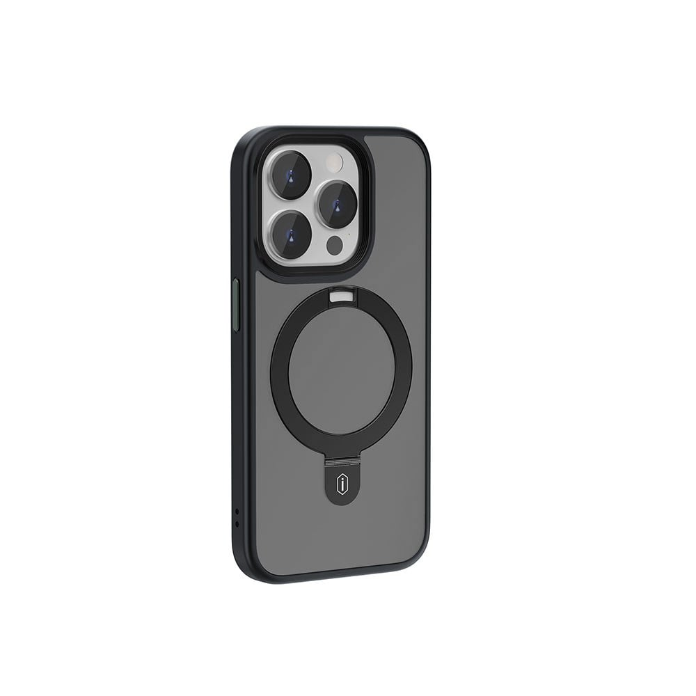 Apple iPhone 15 Pro Kılıf Wiwu ZMM-010 M-safe Şarj Özellikli Mat Arka Yüzey Standlı Kapak