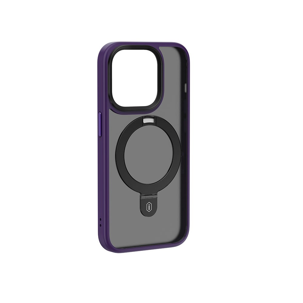 Apple iPhone 15 Pro Kılıf Wiwu ZMM-010 M-safe Şarj Özellikli Mat Arka Yüzey Standlı Kapak