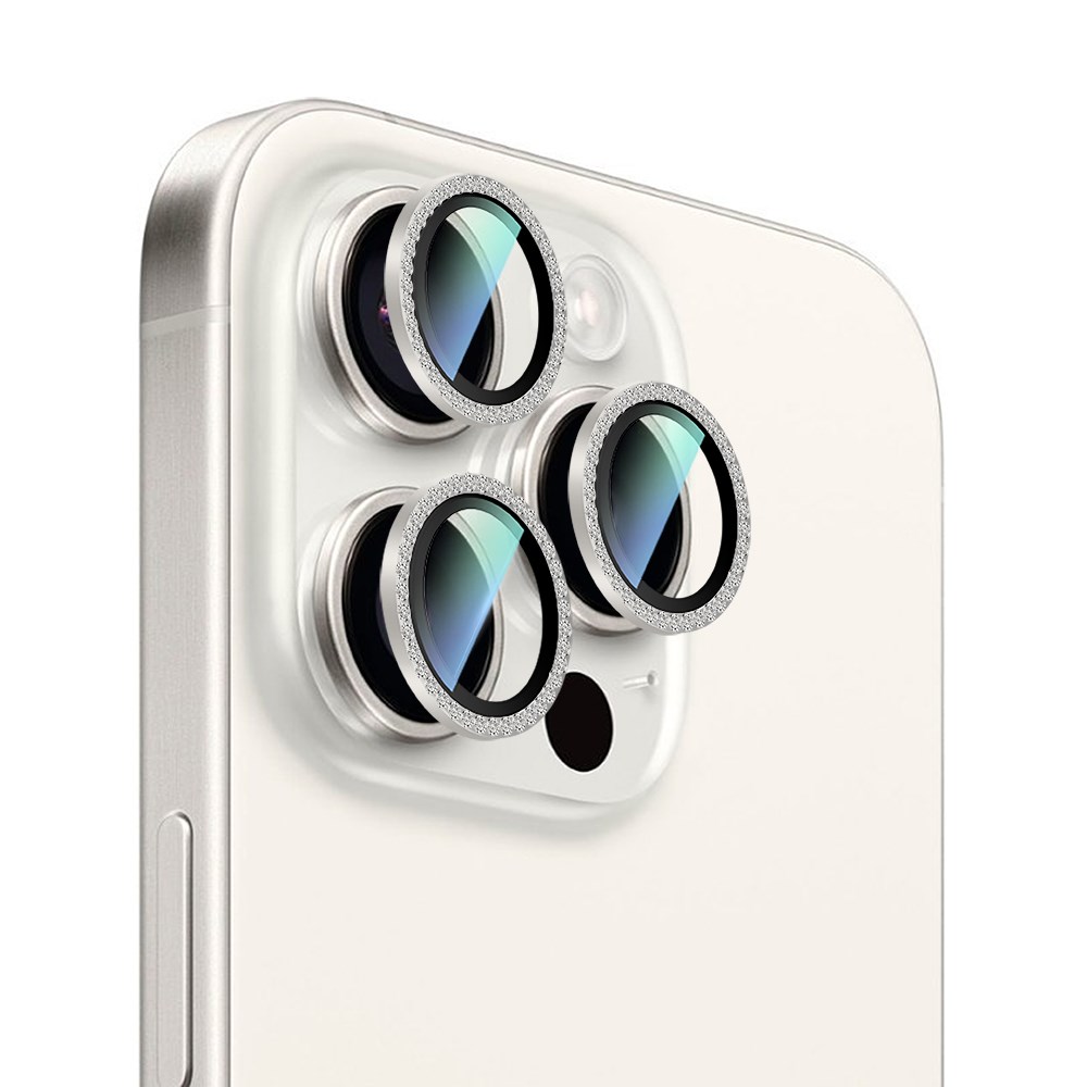Apple iPhone 15 Pro Max CaseWorld Alloy Sparkling Diamond Serisi Taşlı Lens Koruyucu