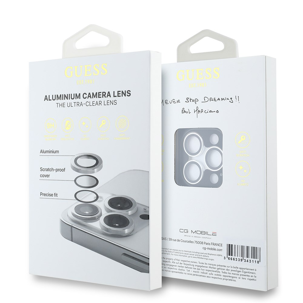 Apple iPhone 15 Pro Max Guess Orjinal Lisanslı Metal Kamera Lens Koruyucu