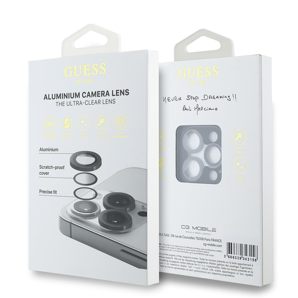 Apple iPhone 15 Pro Max Guess Orjinal Lisanslı Metal Kamera Lens Koruyucu