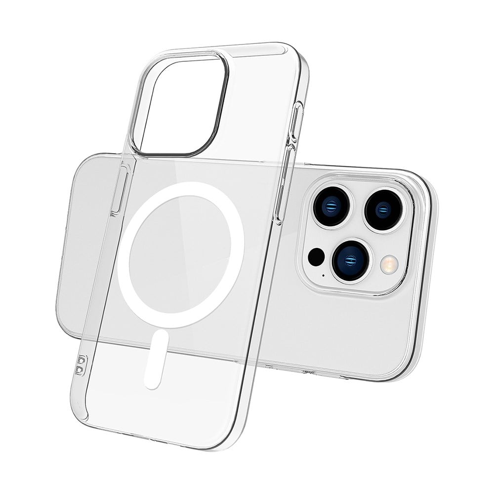 Apple iPhone 15 Pro Max Kamera Korumalı M-Safe Şarj Özellikli Şeffaf Zore London Sert PC Kapak