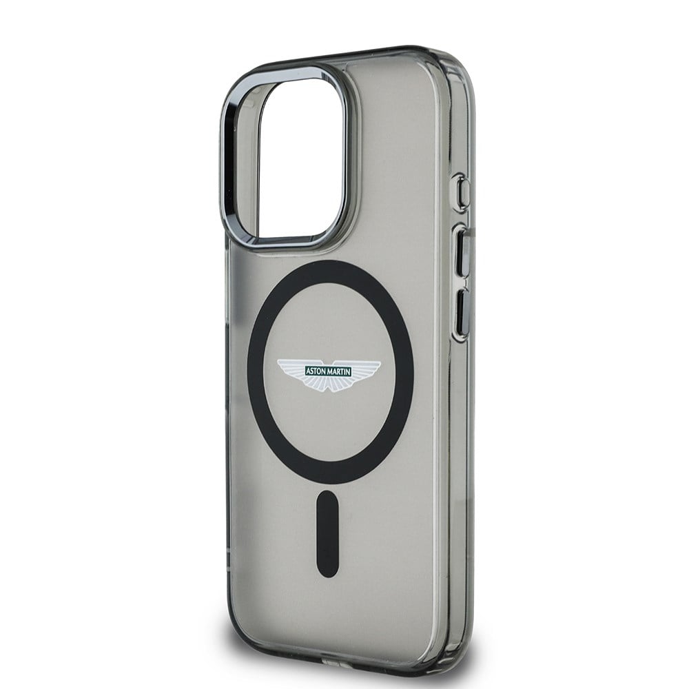 Apple iPhone 15 Pro Max Kılıf Aston Martin Orjinal Lisanslı M-safe Şarj Özellikli IML Baskı Logolu Metal Düğmeli Kapak