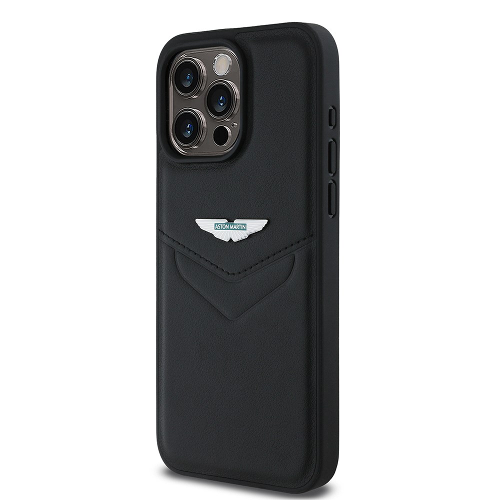 Apple iPhone 15 Pro Max Kılıf Aston Martin Orjinal Lisanslı Victory Dizayn PU Deri Metal Logolu Kapak
