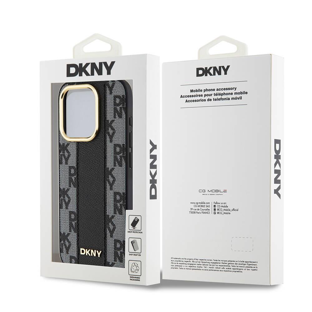 Apple iPhone 15 Pro Max Kılıf DKNY Orjinal Lisanslı M-safe Şarj Özellikli 3D Yazılı Checkered Pattern Kapak