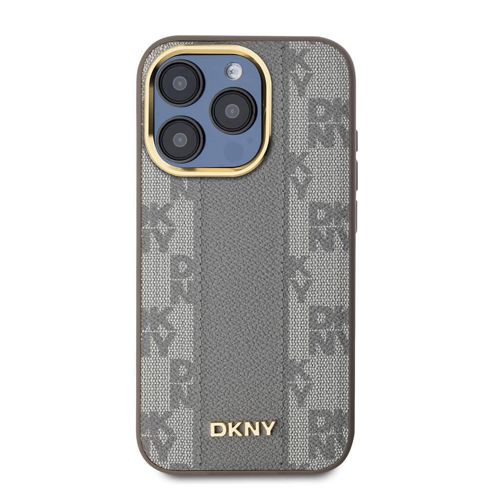 Apple iPhone 15 Pro Max Kılıf DKNY Orjinal Lisanslı M-safe Şarj Özellikli 3D Yazılı Checkered Pattern Kapak
