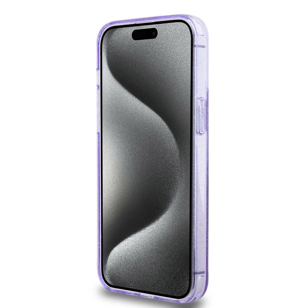 Apple iPhone 15 Pro Max Kılıf Guess Orjinal Lisanslı M-safe Şarj Özellikli Simli Arka Yüzey Ring Standlı Kapak