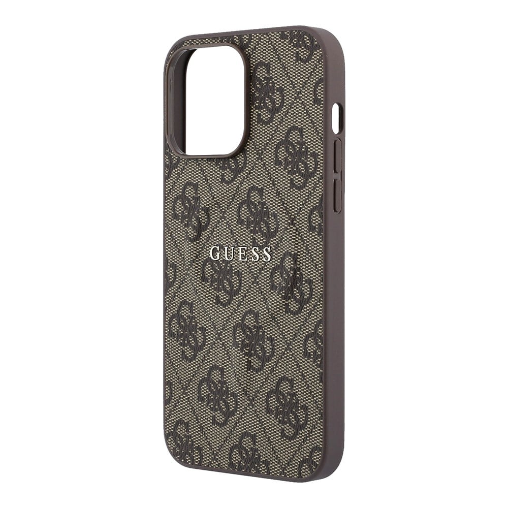 Apple iPhone 15 Pro Max Kılıf Guess Orjinal Lisanslı M-safe Kabartmalı 4G Desenli Yazı Logolu Kapak