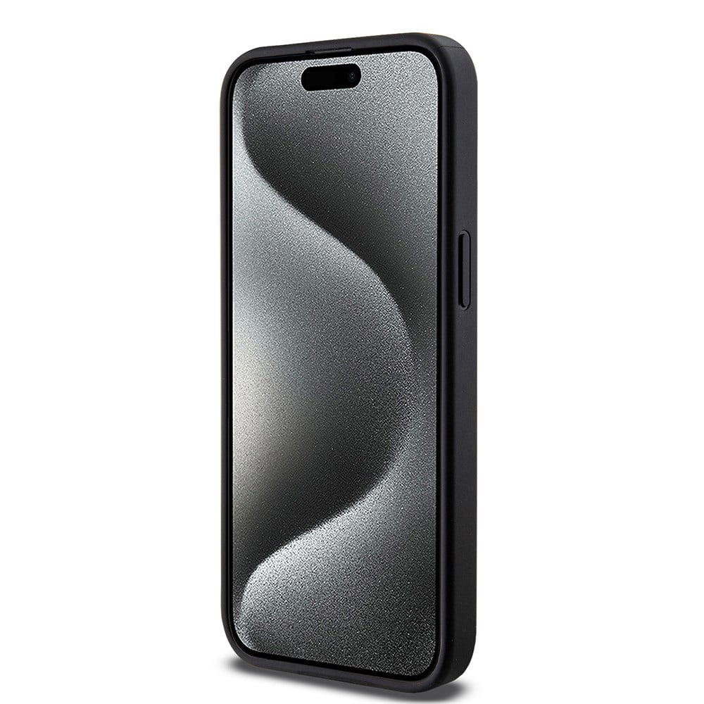 Apple iPhone 15 Pro Max Kılıf Guess Orjinal Lisanslı M-safe Şarj Özellikli PU Üçgen Logo 4G Desenli Kapak