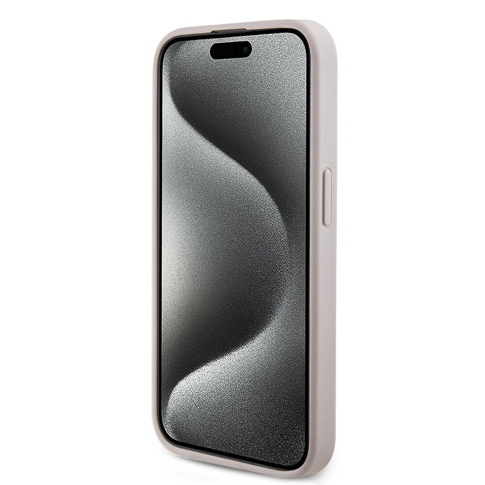 Apple iPhone 15 Pro Max Kılıf Guess Orjinal Lisanslı M-safe Şarj Özellikli PU Halkalı 4G Desenli Yazı Logolu Kapak