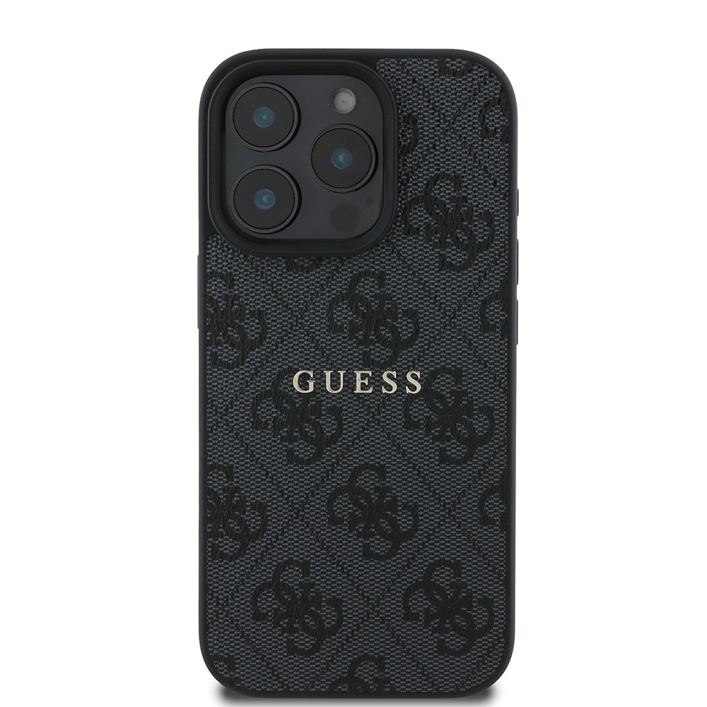 Apple iPhone 15 Pro Max Kılıf Guess Orjinal Lisanslı M-safe Şarj Özellikli 4G Desen Yazı Logolu Kapak
