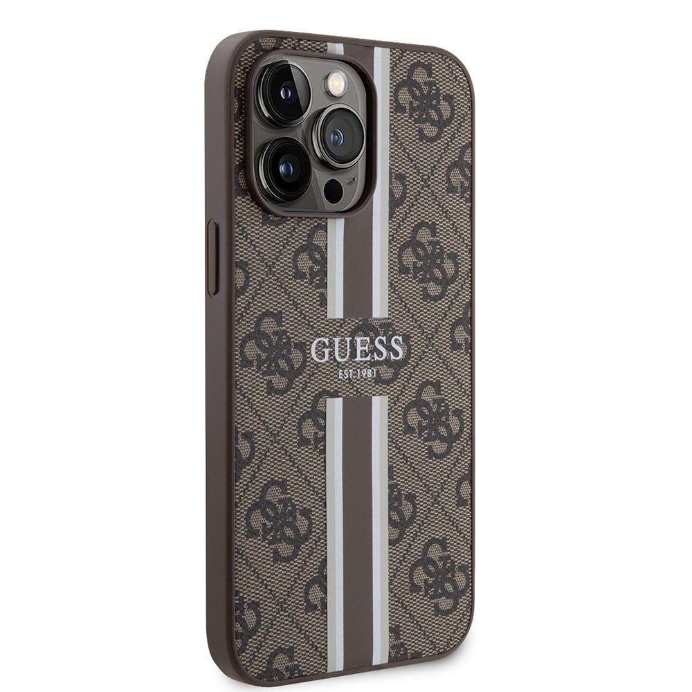 Apple iPhone 15 Pro Max Kılıf Guess Orjinal Lisanslı Delikli Yazı ve 4G Glitter Büyük Metal Logolu Kapak