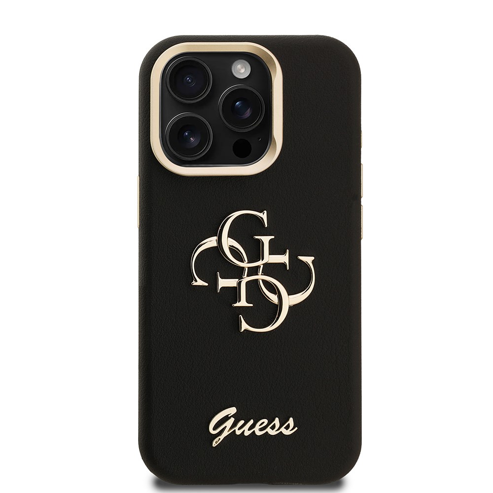 Apple iPhone 15 Pro Max Kılıf Guess Orjinal Lisanslı Grained Yazı Logolu Kamera Standlı Kapak