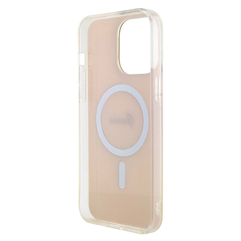Apple iPhone 15 Pro Max Kılıf Guess Orjinal Lisanslı M-safe Şarj Özellikli Yazı Logolu Iridescent Kapak