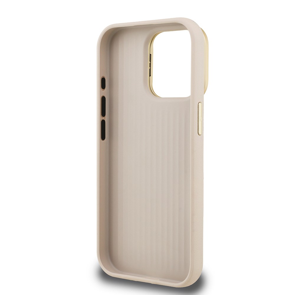 Apple iPhone 15 Pro Max Kılıf Guess Orjinal Lisanslı Grained Yazı Logolu Kamera Standlı Kapak