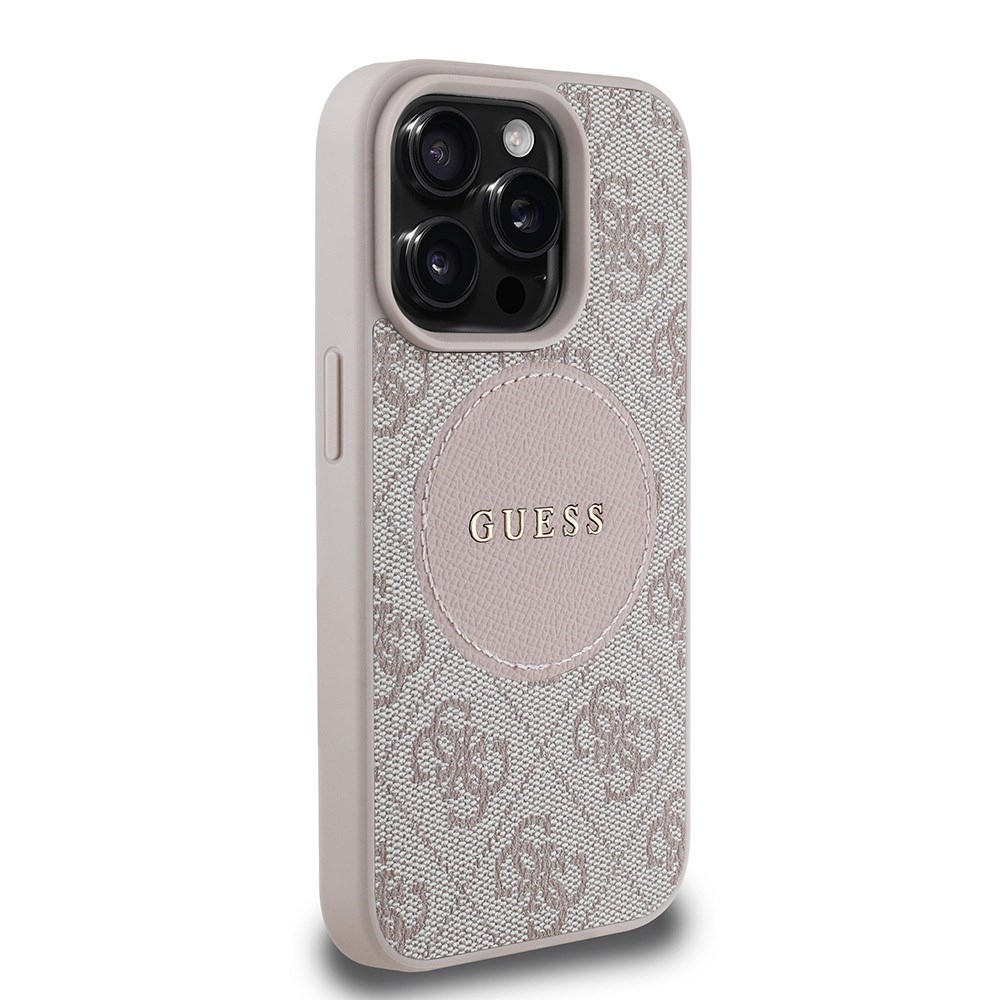 Apple iPhone 15 Pro Max Kılıf Guess Orjinal Lisanslı M-safe Şarj Özellikli Yazı Logolu Circle Classic Kapak