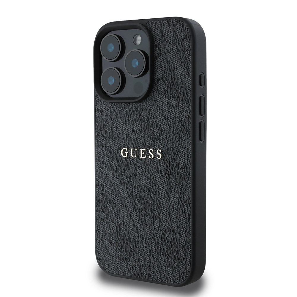 Apple iPhone 15 Pro Max Kılıf Guess Orjinal Lisanslı M-safe Şarj Özellikli 4G Desen Yazı Logolu Kapak
