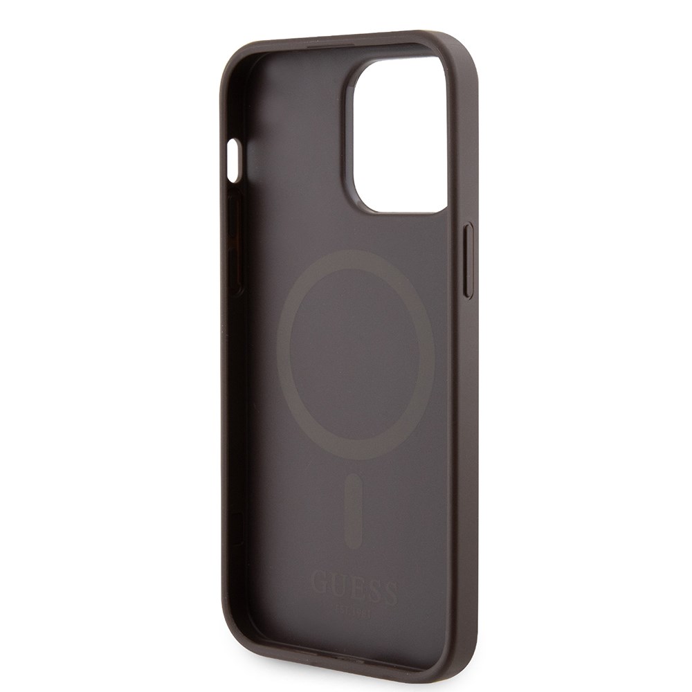 Apple iPhone 15 Pro Max Kılıf Guess Orjinal Lisanslı M-safe Şarj Özellikli 4G Şerit Tasarımlı Printed Kapak