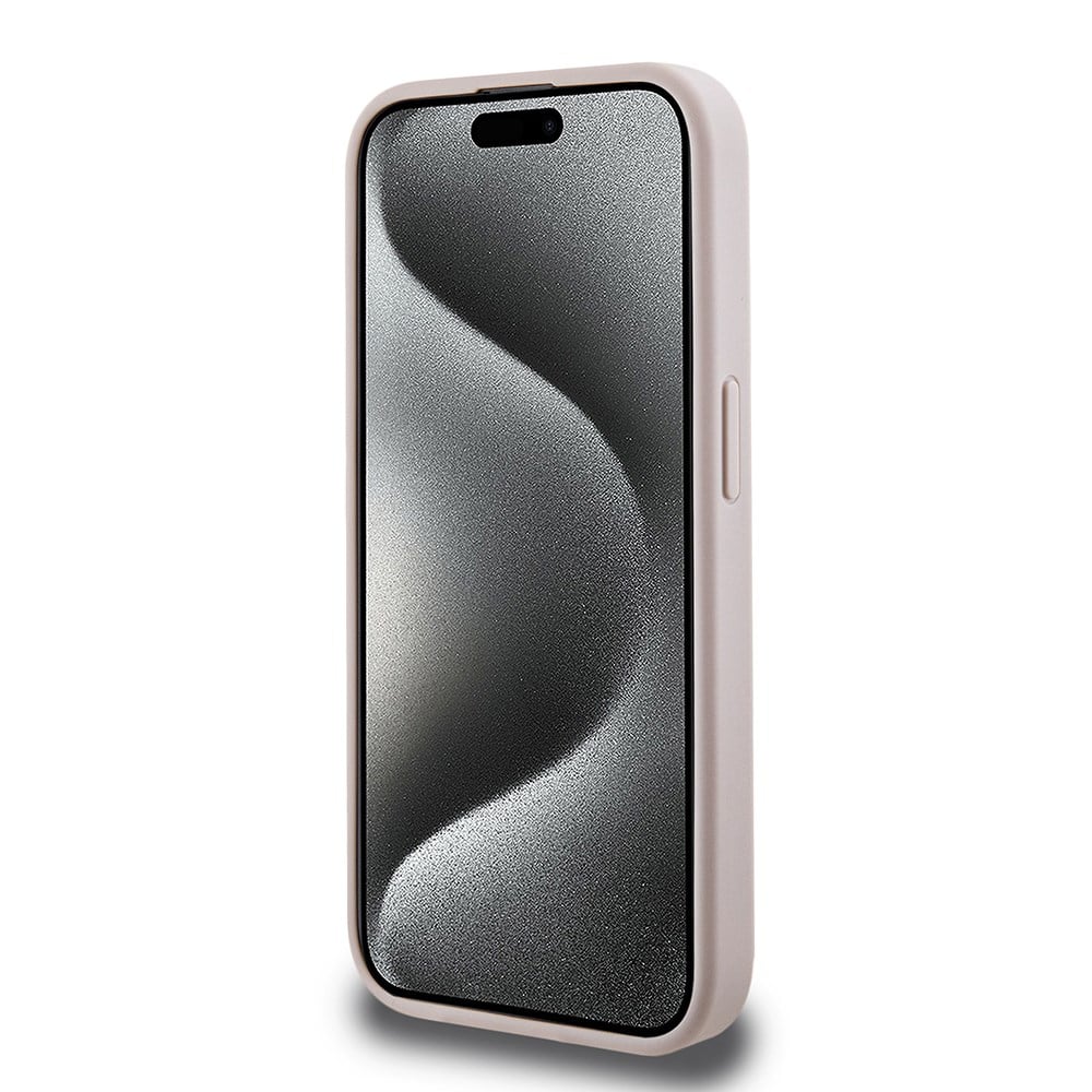 Apple iPhone 15 Pro Max Kılıf Guess Orjinal Lisanslı M-safe Şarj Özellikli PU Üçgen Logo 4G Desenli Kapak