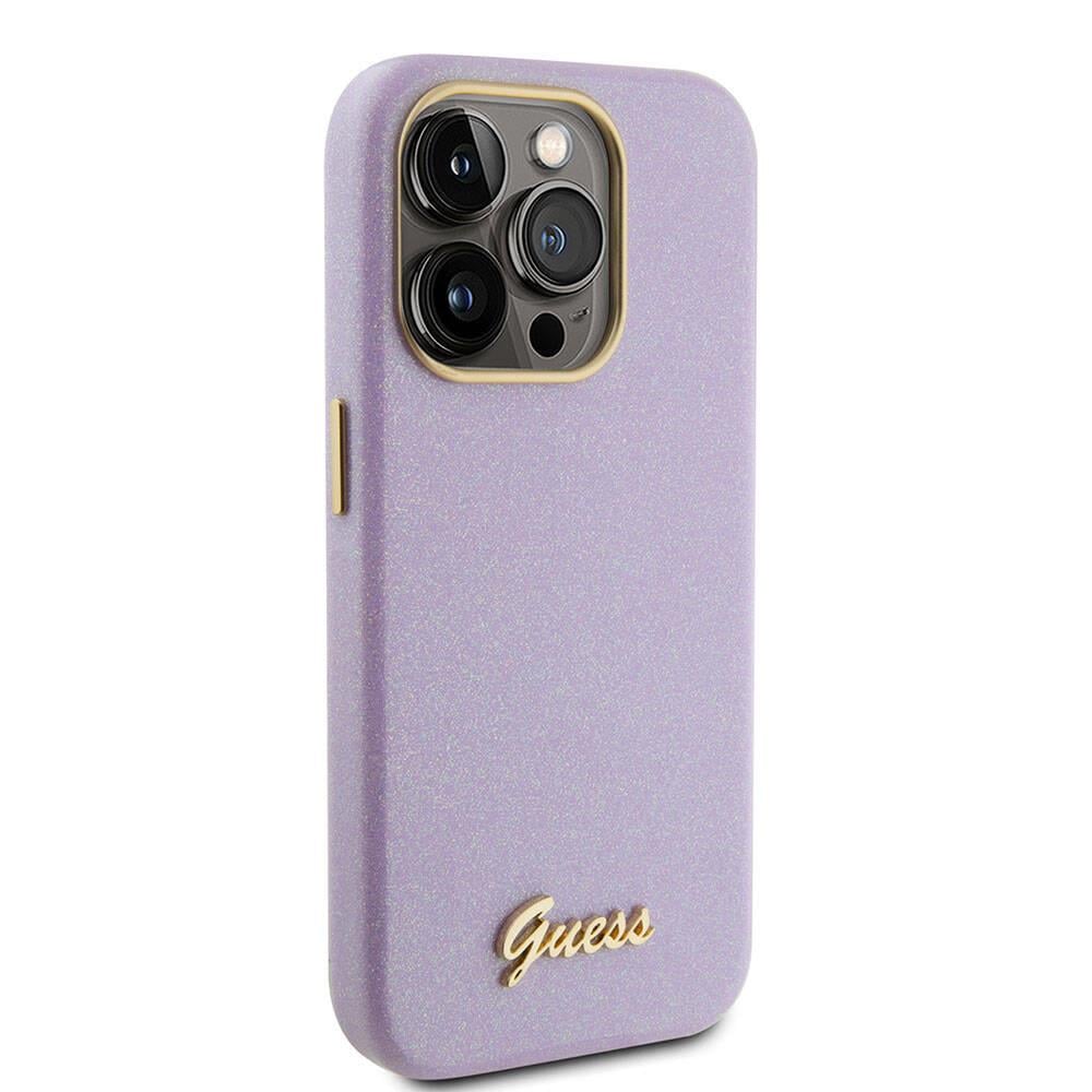 Apple iPhone 15 Pro Max Kılıf Guess Orjinal Lisanslı PU Deri Askılı Taşlı Üçgen Logo 4G Desenli Strass Crossbody Kapak