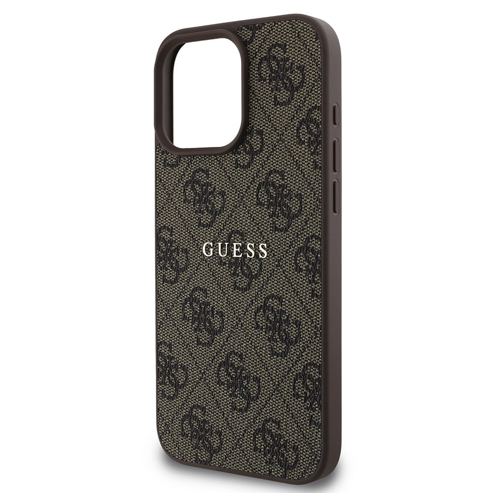 Apple iPhone 15 Pro Max Kılıf Guess Orjinal Lisanslı M-safe Şarj Özellikli 4G Desen Yazı Logolu Kapak