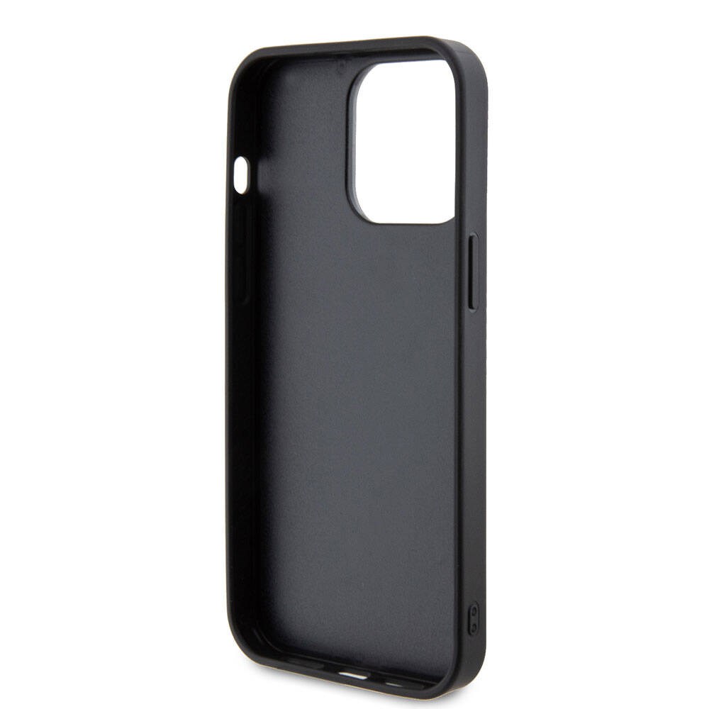 Apple iPhone 15 Pro Max Kılıf Guess Orjinal Lisanslı Taşlı Arka Yüzey Metal Yazı Logolu Kapak