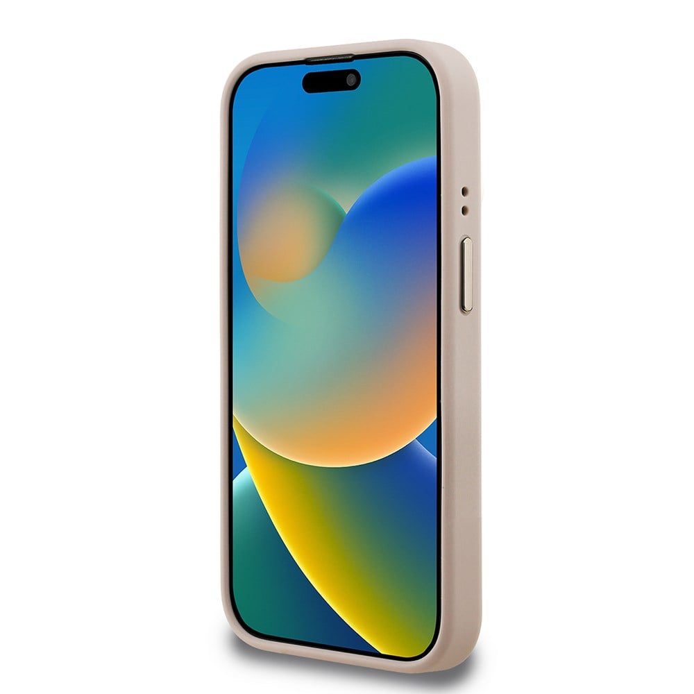 Apple iPhone 15 Pro Max Kılıf Guess Orjinal Lisanslı PU Deri 4G Desenli Metal Büyük 4G ve Yazı Logolu Kamera Standlı Kapak