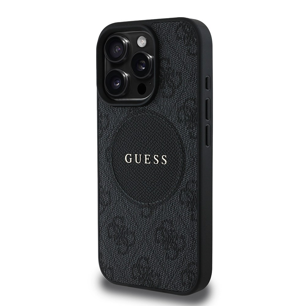Apple iPhone 15 Pro Max Kılıf Guess Orjinal Lisanslı M-safe Şarj Özellikli Yazı Logolu Circle Classic Kapak