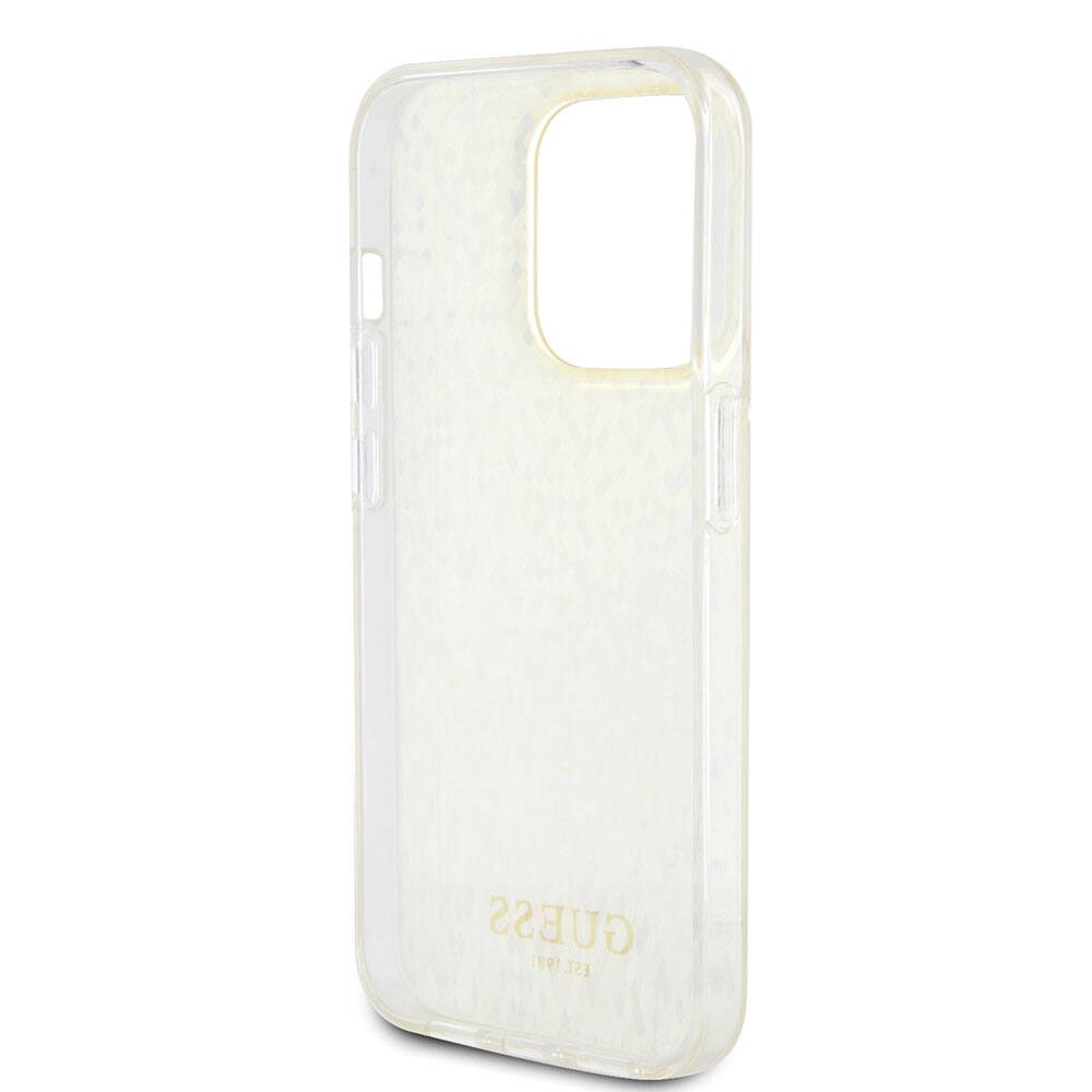 Apple iPhone 15 Pro Max Kılıf Guess Orjinal Lisanslı Yazı Logolu Mirror Disco Kapak