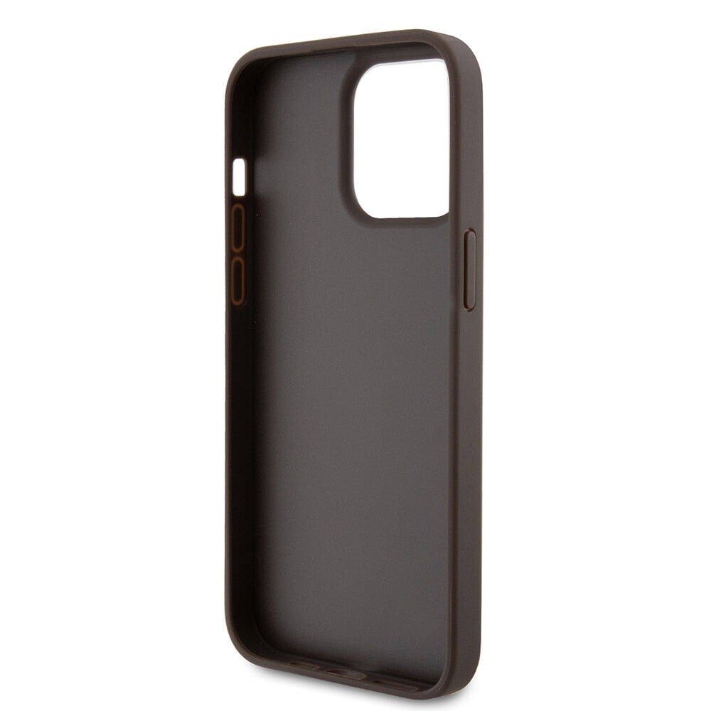 Apple iPhone 15 Pro Max Kılıf Guess Orjinal Lisanslı PU Deri Askılı Taşlı Üçgen Logo 4G Desenli Strass Crossbody Kapak