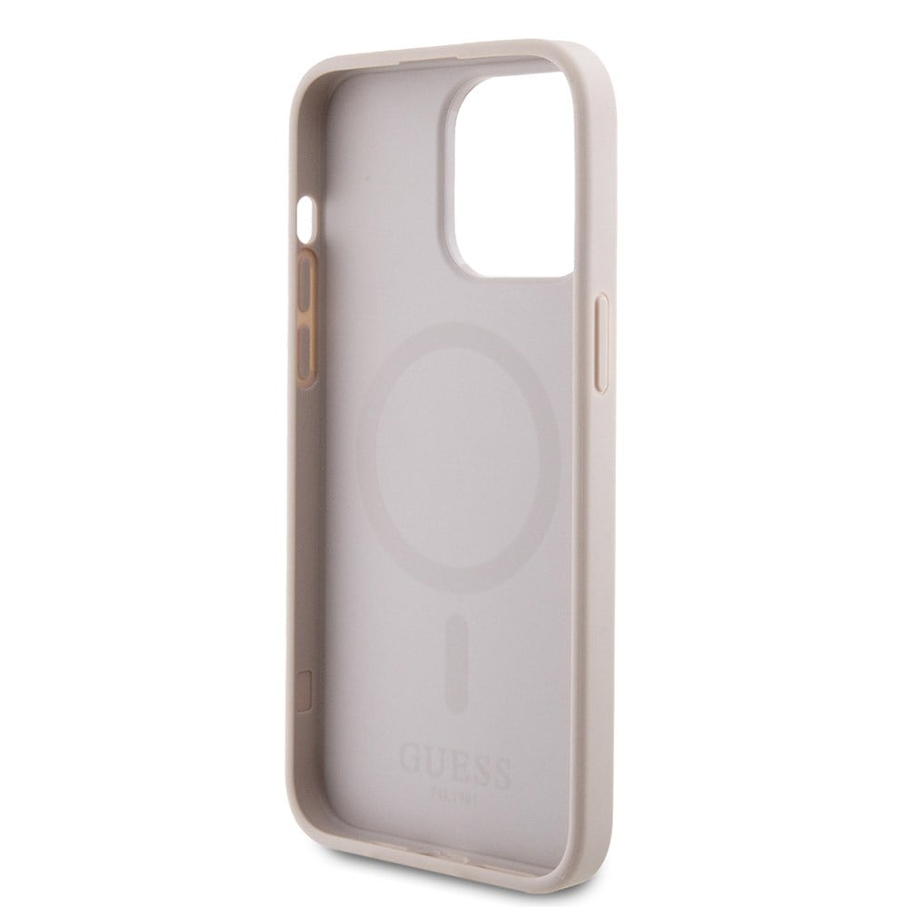 Apple iPhone 15 Pro Max Kılıf Guess Orjinal Lisanslı M-safe Şarj Özellikli 4G Şerit Tasarımlı Printed Kapak
