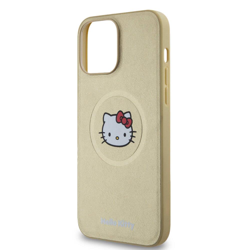 Apple iPhone 15 Pro Max Kılıf Hello Kitty Orjinal Lisanslı M-safe Şarj Özellikli Kitty Head Deri Kapak