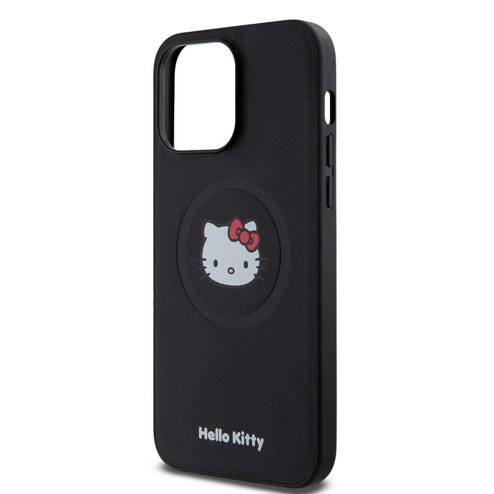 Apple iPhone 15 Pro Max Kılıf Hello Kitty Orjinal Lisanslı M-safe Şarj Özellikli Kitty Head Deri Kapak
