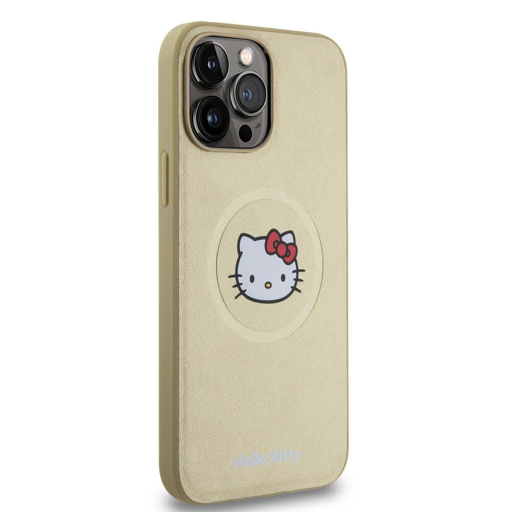 Apple iPhone 15 Pro Max Kılıf Hello Kitty Orjinal Lisanslı M-safe Şarj Özellikli Kitty Head Deri Kapak