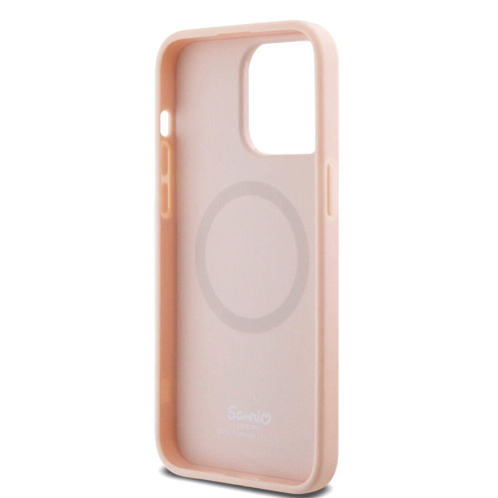 Apple iPhone 15 Pro Max Kılıf Hello Kitty Orjinal Lisanslı M-safe Şarj Özellikli Baskı Logolu Uyuyan Kitty Deri Kapak