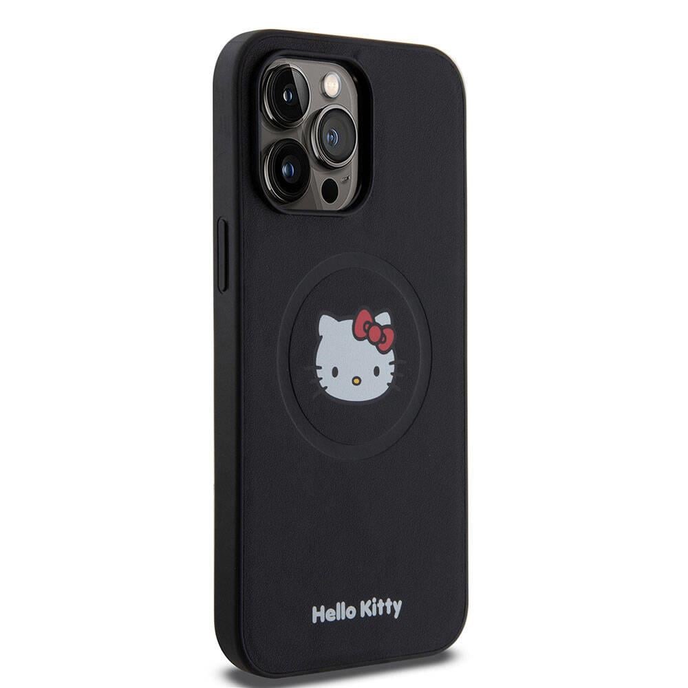 Apple iPhone 15 Pro Max Kılıf Hello Kitty Orjinal Lisanslı M-safe Şarj Özellikli Kitty Head Deri Kapak