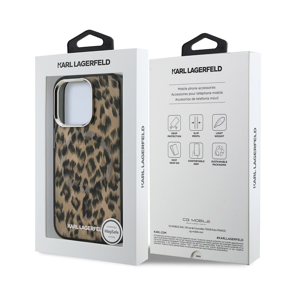 Apple iPhone 15 Pro Max Kılıf Karl Lagerfeld Orjinal Lisanslı IML Leopar Baskılı Kapak